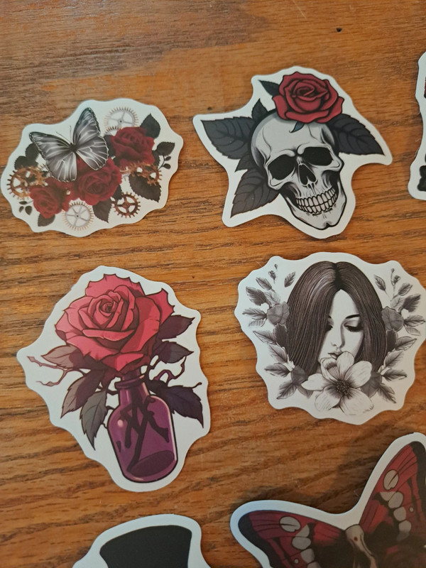 roses and skulls themed stickers 4