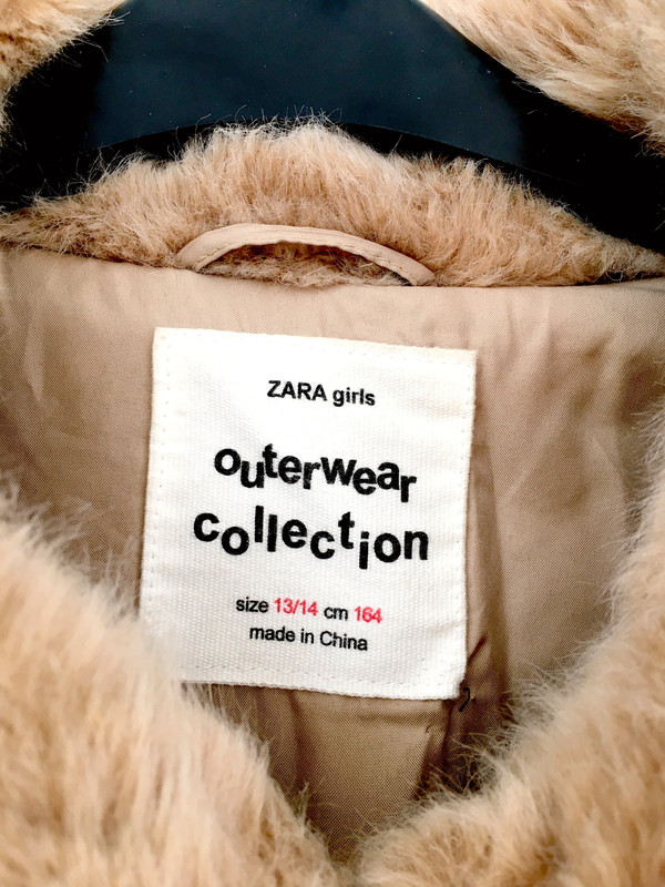 Zara Kids Beige Faux Fur Coat Age 13 14