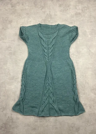 Robe tunique tricotée main, col et dos tressés, vert d'eau, taille M, brand: Fait Main, condition: Very good, size: M / 38 / 10, €30.00, €32.20 includes Buyer Protection