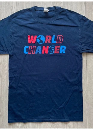 Tee shirt W🌎rld Changer vintage, marque: Fruit of the Loom, état: Très bon état, taille: M, 10,00 €, 11,20 € Protection acheteurs (Pro) incluse