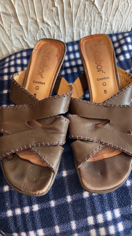 Gabor brown leather slip on sandals size 5 - Vinted