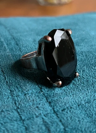 Bague pierre noire argenté, estado: Bom, tamanho: 16,5 mm Ø / 12, €4.00, €4.90 inclui Proteção do Comprador