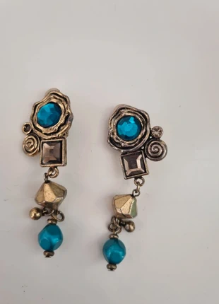 Vintage antique-style french renaissance topaz colour blue gold clip-on  earrings, brand: Vintage Boutique, condition: Very good, £6.50, £7.53 includes Buyer Protection