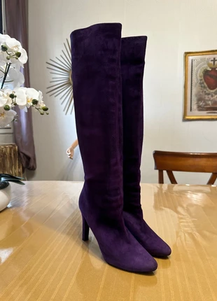 Bottes hautes à talons en daim violine  Ralph Lauren Collection numérotées, merk: Ralph Lauren Collection, staat: Veelgebruikt, maat: 39.5, € 30,00, € 32,20 inclusief Kopersbescherming