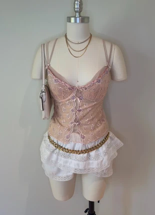 Pink Floral Lace Corset Cami, brand: NO LABEL, condition: Very good, size: 4 / S, $25.00, $26.95 includes Buyer Protection