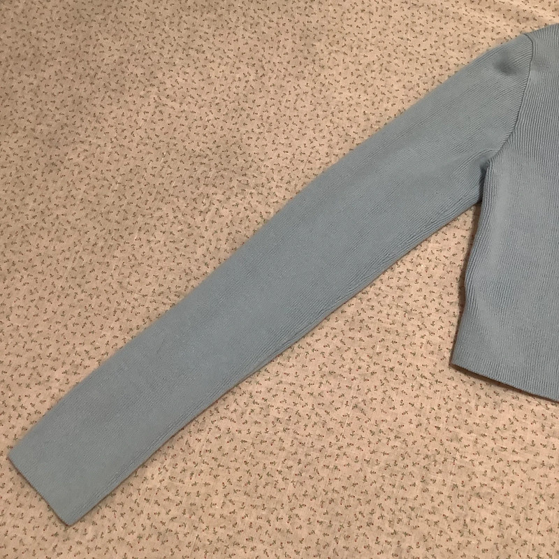 Brandy Melville Pastel Blue Cotton Coquette Preppy Cropped Cardigan One Size 3