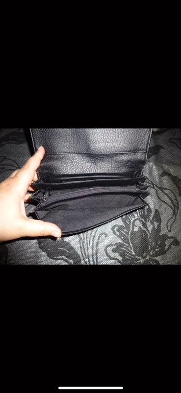 sac clouté porter épaule + portefeuille cuir noir ESPRIT comme neuf - photo numéro 4