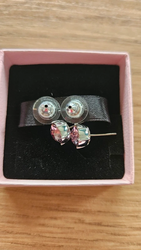Clous d'oreilles Swarovski officiel, rose er argent - photo numéro 2