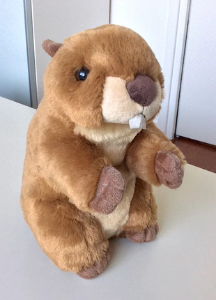 Peluche doudou marmotte creations dani marron brun chiné 16 cm