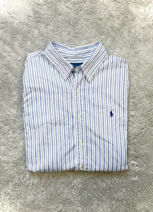Chemise blanche Ralph Lauren blanche a rayures bleues taille L, merk: Ralph Lauren, staat: Heel goed, maat: L, € 31,99, € 34,29 inclusief Kopersbescherming