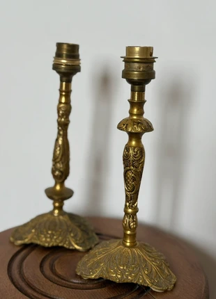 Bougeoirs ancien. Bougeoirs laiton. Laiton doré. Pied de lampes. Chandelier. Objet Vintage., brand: Vintage Boutique, condition: Very good, €46.00, €49.00 includes Buyer Protection