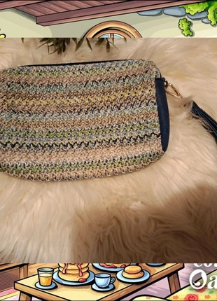 Bolso de mano triple cremallera azul jaspeado, marque: Local, état: Très bon état, 6,00 €, 7,00 € Protection acheteurs incluse