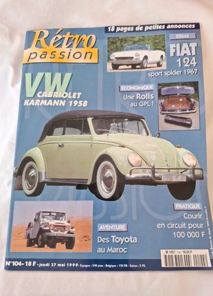 Revue automobile Rétro passion n°104 mai 1999, état: Bon état, 1,00 €, 1,75 € Protection acheteurs incluse