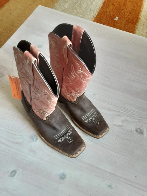 Vrai cowboy boots fille en cuir T. 3 US (EU 33) Rose et marron