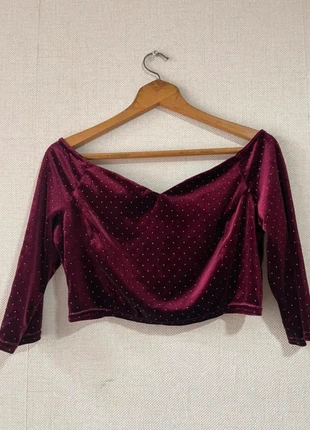 New Look Burgundy Velvet Bardot Studded Top | UK 16 | Off-Shoulder Party Blouse (NWT), brand: New Look, condition: New with tags, size: XL / UK 20-22, £4.00, £4.90 includes Buyer Protection