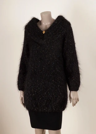 Pull long vintage en mohair noir et lurex pailleté 80s 90s – col large – taille M (38/40), marque: Vintage Dressing, état: Très bon état, taille: M / 38 / 10, 120,00 €, 126,70 € Protection acheteurs incluse