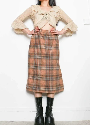 Vintage tartan skirt | Jupe vintage motif tartan camel, marque: Vintage, état: Bon état, taille: XS / 34 / 6, 10,00 €, 11,20 € Protection acheteurs (Pro) incluse