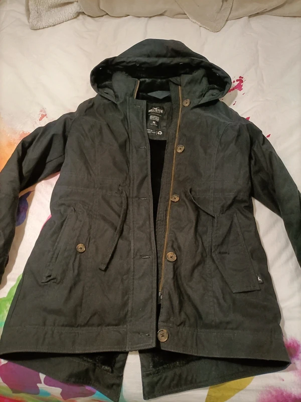 Manteau noir fourré Hollister taille M