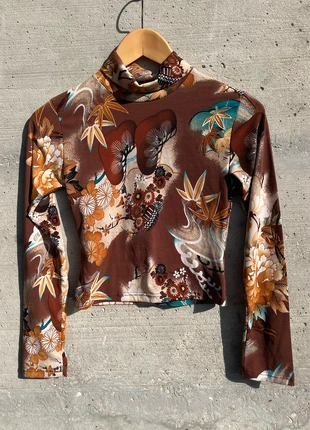 Camiseta marrón estampada estilo años 70, marca: Local, estado: Nuevo sin etiquetas, tamaño: XS / 34 / 6, 4,00 €, 4,90 € Protección al comprador incluida