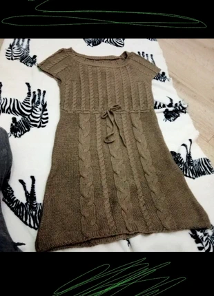 Retro. Vestido tricot midi invierno, verde oliva. S, marca: Boutique Italiana, estado: Muy bueno, tamaño: S / 36 / 8, 5,00 €, 5,95 € Protección al comprador incluida
