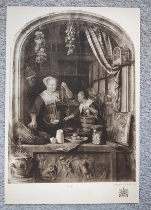 A young woman selling raisins - gerard dou - antique print - 1930, brand: NO LABEL, condition: Good, £8.99, £10.14 includes Buyer Protection Pro