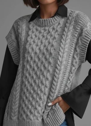 Pull sans manches gris femme M/38 tricot torsadé - maille épaisse - automne hiver, état: Neuf avec étiquette, taille: M / 38 / 10, 15,90 €, 17,40 € Protection acheteurs incluse