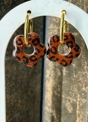 Créoles en acier inoxydable et pampilles léopard, marque: Ohlalapearl, état: Très bon état, 6,00 €, 7,00 € Protection acheteurs incluse