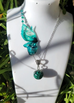 Collier elfique en Malachite aile de fée papillon, marque: Unique, état: Très bon état, 22,00 €, 23,80 € Protection acheteurs (Pro) incluse