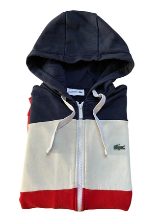 Sweat à capuche full zip Lacoste tricolore bleu blanc rouge | T.4 (M/L) homme, brand: Lacoste, condition: Very good, size: M, €37.00, €39.55 includes Buyer Protection