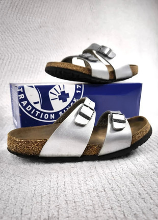 Birkenstock Arizona en cuir Gris/Silver/Metal - Taille 39, marke: Birkenstock, zustand: Sehr gut, größe: 39, 59,00 €, 62,65 € inklusive Vinted-Käuferschutz