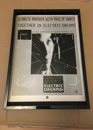 Giorgio Moroder and Philip Oakey-Together in electric dreams-A4 framed original advert, brand: Original, condition: Very good, £10.00, £11.20 includes Buyer Protection