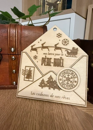 Enveloppe lettre au Père Noël en bois, marque: Noël, état: Neuf avec étiquette, 7,50 €, 8,58 € Protection acheteurs incluse