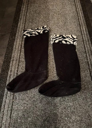 Black Fleece Welly Boot Liners with Zebra Trim, brand: Zebra, condition: Satisfactory, size: One size, £1.50, £2.28 includes Buyer Protection