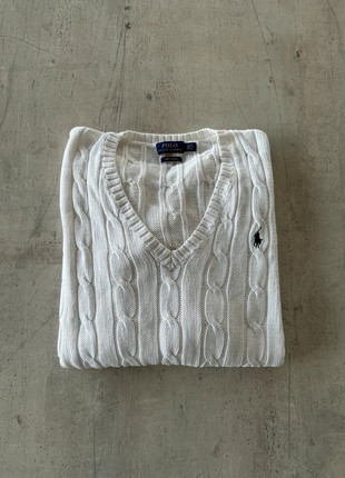 Torsadé en col V blanc coupe droite large Ralph Lauren taille S femme, marke: Ralph Lauren, zustand: Sehr gut, größe: S / 36 / 8, 49,90 €, 53,10 € inklusive Vinted-Käuferschutz