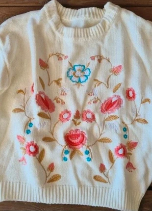Pull maille blanc cassé écru et floral style vintage, brand: Boutique Bohéme, condition: New with tags, size: One size, €30.00, €32.20 includes Buyer Protection