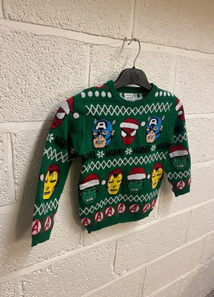 Marvel Christmas Festive Jumper Green Boys 7/8 Years Spiderman Captain America Hulk Ironman, brand: Primark, condition: Very good, size: 7 years / 122 cm, £10.00, £11.10 includes Buyer Protection