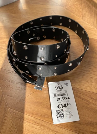 Ceinture noire à clous argentés xl xxl, merk: M&S Mode, staat: Nieuw met prijskaartje, maat: Aanpasbaar, € 8,00, € 9,10 inclusief Kopersbescherming Pro