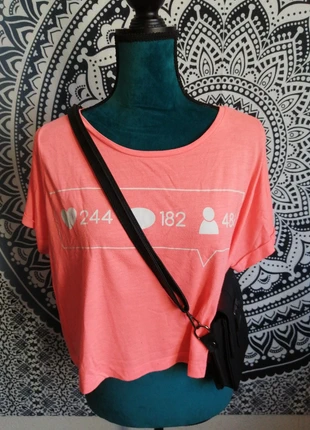 Tee-shirt crop top rose fluo avec symbole / gémo / (XL), brand: Gémo, condition: Very good, size: XL / 42 / 14, €5.00, €5.95 includes Buyer Protection