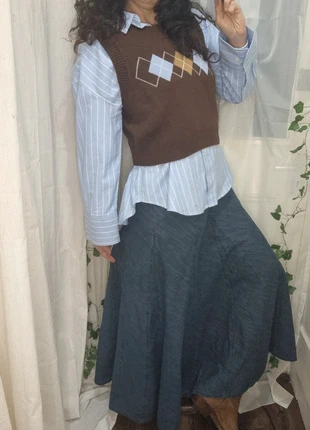 Vintage dressing panels Confort denim godet maxi skirt, brand: Casual Comfort, condition: Very good, size: L / 12, £26.00, £28.00 includes Buyer Protection