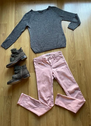 Pull gris/ gray sweater/maglione grigio/Jersey gris metalizado hilos metálico plateado plata T.S, marque: Stradivarius, état: Très bon état, taille: S / 36 / 8, 6,00 €, 7,00 € Protection acheteurs incluse