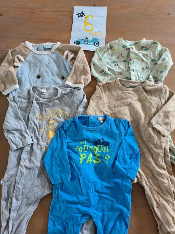 Lot de 5 pyjamas une pièce pour bébé garçon - Kiabi & Grain de blé
