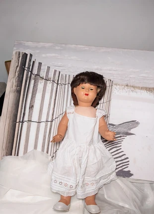 Grande poupée ancienne française composition – 62 cm – robe coton vintage, merk: SGDG, staat: Goed, maat: 3-6 maanden / 62 cm, € 39,00, € 41,65 inclusief Kopersbescherming