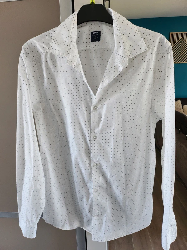 Chemise manches longues blanche a pois noir kiabi neuve taille S