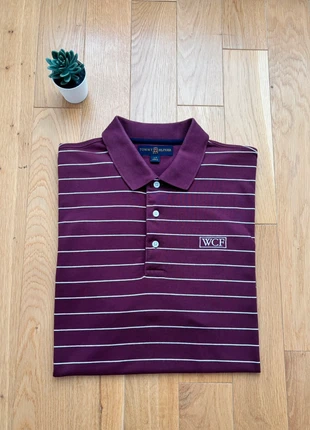 Polo Tommy Hilfiger Taille L bordeaux rayé blanc, marca: Tommy Hilfiger, estado: Muito bom, tamanho: L, €24.00, €25.90 inclui Proteção do Comprador