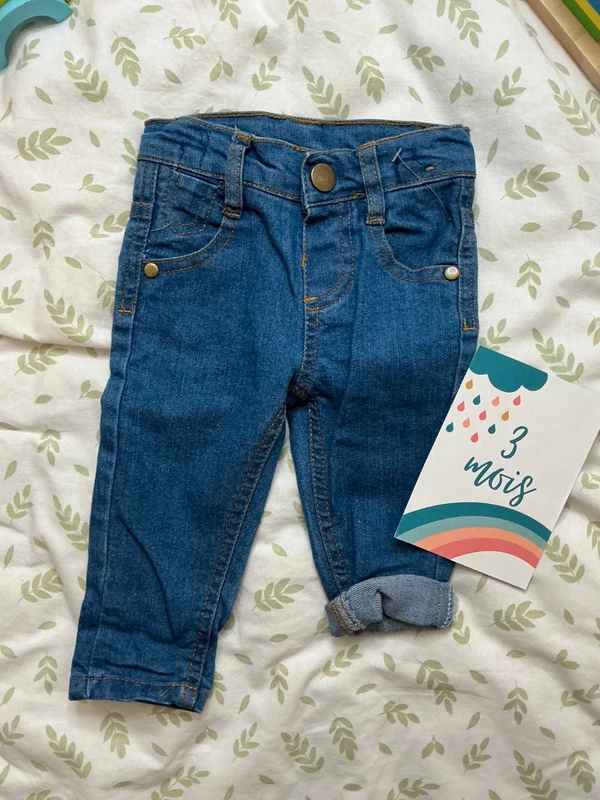 jean slim bleu taille réglable 3 mois miss cutie - photo numéro 2