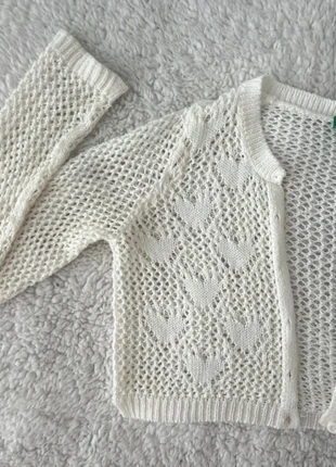 Mini White Crochet Cardigan Top with Heart Stitching, brand: Vintage Dressing, condition: Very good, size: XXS / 4, £7.00, £8.05 includes Buyer Protection