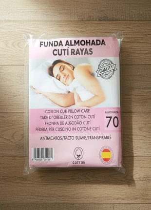 Funda de almohada cutí rayas 70 cm con cremallera, marque: NO LABEL, état: Neuf avec étiquette, taille: Autre, 5,99 €, 6,99 € Protection acheteurs (Pro) incluse