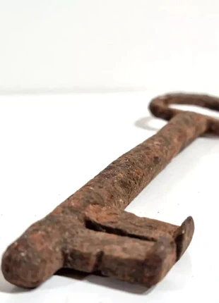 Large Antique French Wrought Iron Key – 5.83 in – 18th c. Château Salvage, état: Satisfaisant, 14,00 €, 15,40 € Protection acheteurs (Pro) incluse