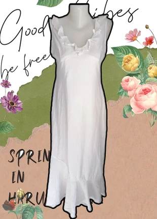 Robe longue blanche moulante ajustée à volants, marque: Perfect, état: Très bon état, taille: M / 38 / 10, 19,00 €, 20,65 € Protection acheteurs (Pro) incluse