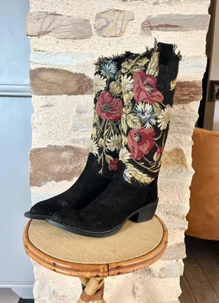 Bottes santiags italienne tapisserie fleurie - Le café noir studio bottes haut de gamme, brand: Le Cafe Noir Studio, condition: Very good, size: 36, €70.00, €74.20 includes Buyer Protection